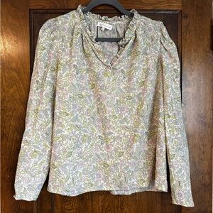 House of Harlow 1960 Ruffle Neck Josepha Pink Print Top S